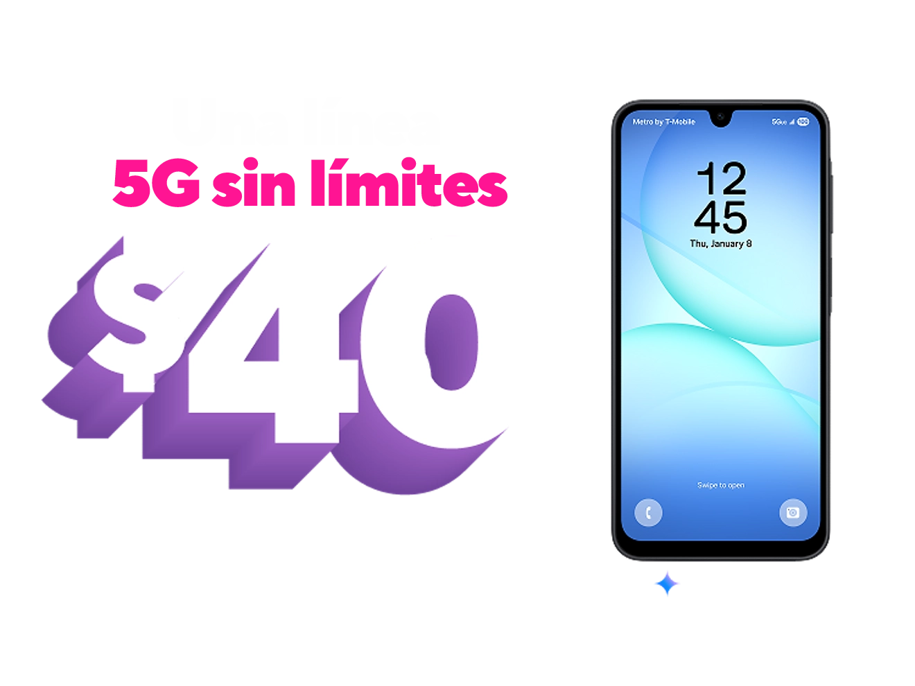 Obtén una línea 5G sin límites por 40 dólares Y punto.