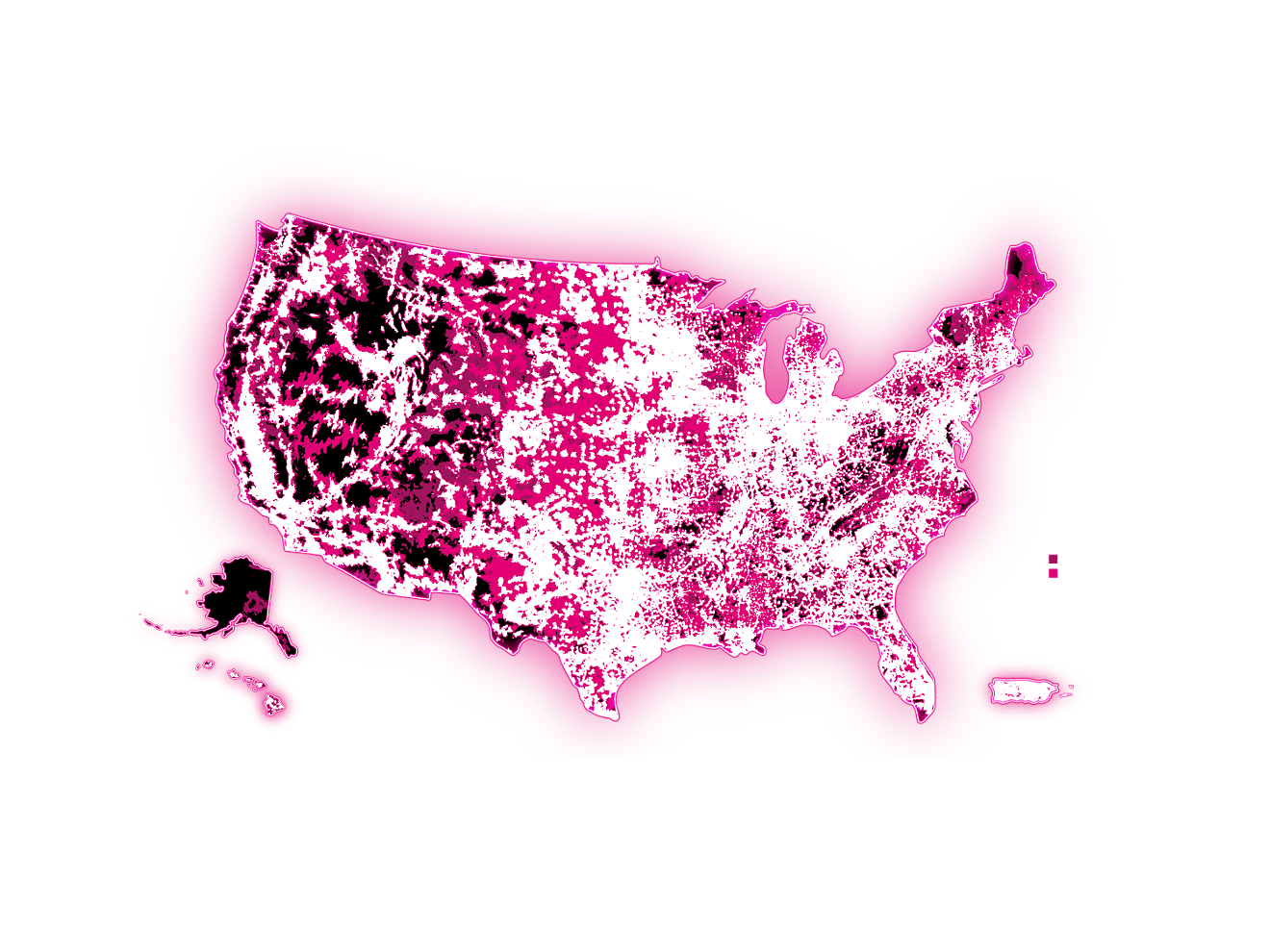 Mapa de cobertura de la red de T-Mobile.