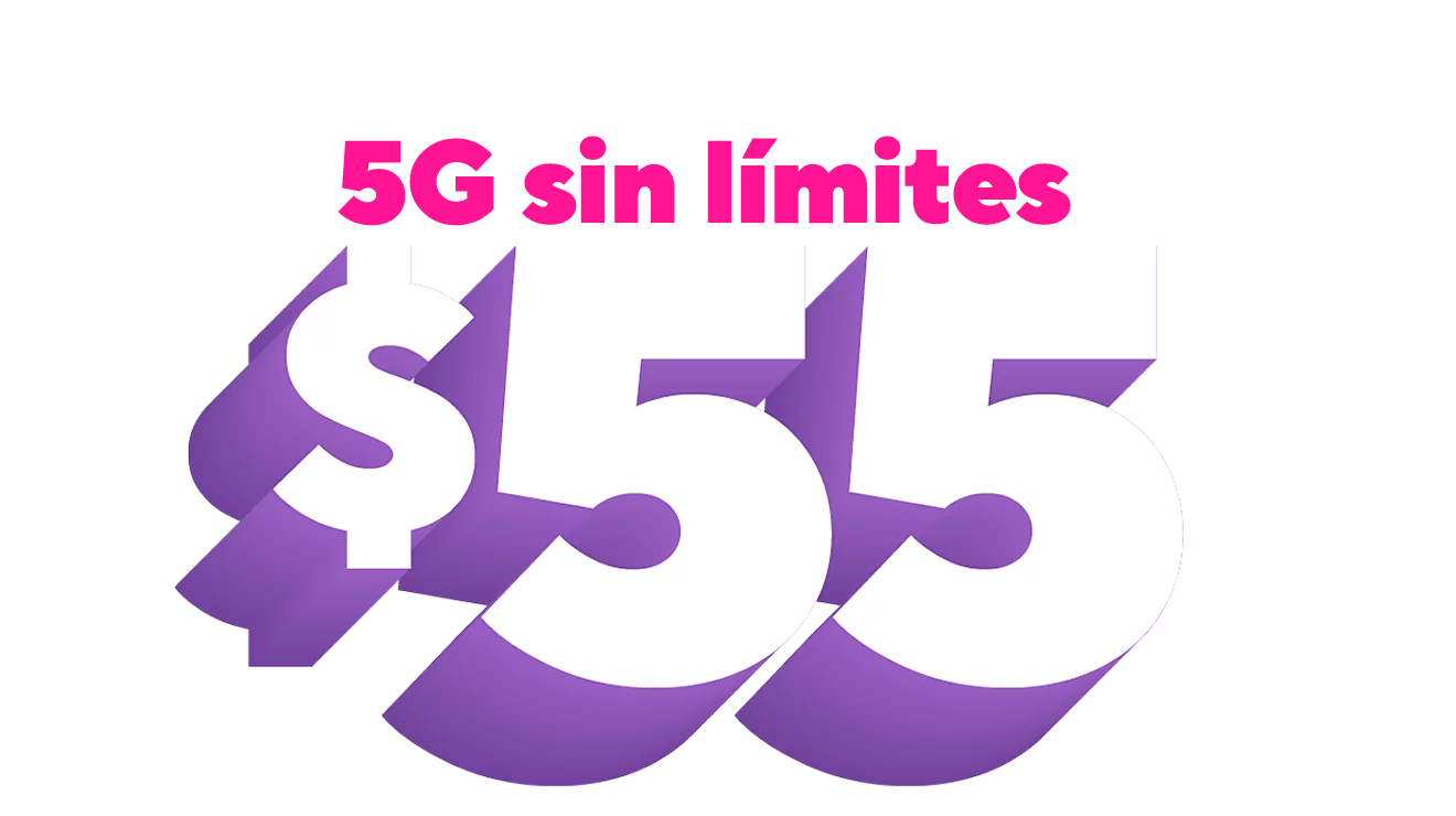 Obtén nuestro precio más bajo en 5G sin límites por $55.
